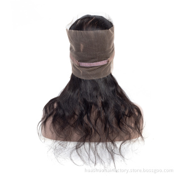 Single Donor Top Brush Back Dark Rooted Brazilian Human Hair Body Wave Full Lace 360 Lace Frontal Closure